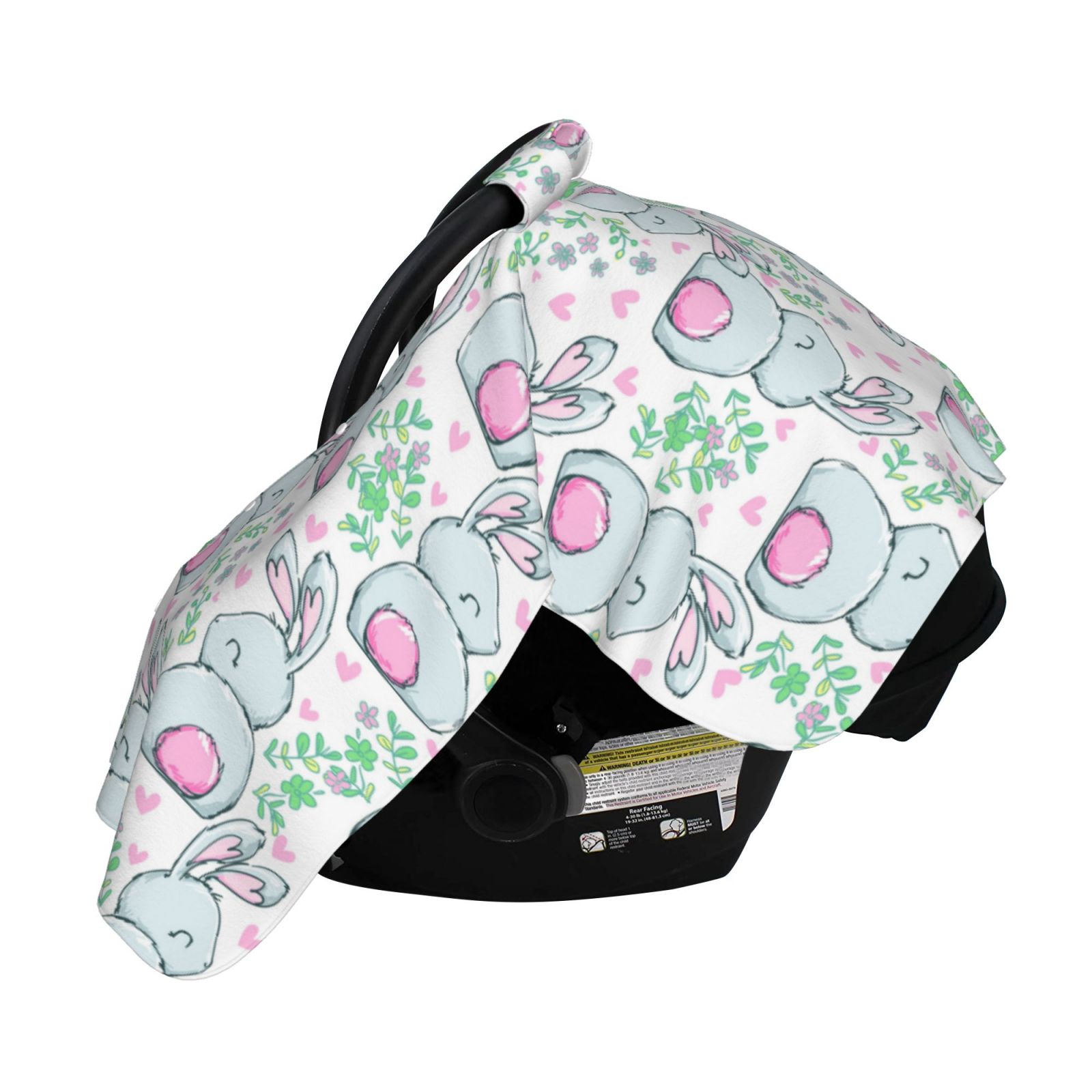 Naloa Rabbit Back View Baby Car Seat Cover, Breathable Baby Carrier Cover, Multiuse Baby Carrier Cover & Nursing Breastfeeding Cover
