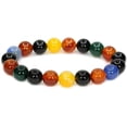 thumbnail image 1 of Angelstones Bracelet Extensible à Perles 10 mm en Agate Multicolore Naturelle, Véritables Pierres Précieuses Semi-Précieuses, Guérison, 7 Pouces Unisexe, 1 of 4