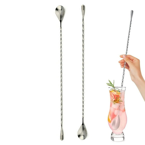 2 Pieces Bar Spoon, Stainless Steel Cocktail Mixing Spoon With Muddler, Bartender Stirring spoon