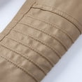 thumbnail image 4 of HJYCHN Leather Jacket Women Solid Color Hooded Zipper Pocket Long Sleeve Slim Fit Motorcycle Coat Short Punk Outerwear Coats for Women Khaki One Size, 4 of 6