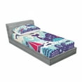 thumbnail image 3 of Purple Bedding Set with Sheet & Covers, Marine Traffic with Whale Sailboat and Fish with Cloud and Waves Nautical Life Print, Printed Bedroom Decor 2 Shams, 4 Sizes, Purple, by Ambesonne, 3 of 3