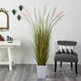 thumbnail image 3 of Nearly Natural 74" Grass Artificial Plant in White Metal Planter in Green, 3 of 4