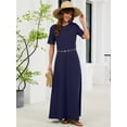 thumbnail image 7 of Chiclily Women's Summer Short Sleeve Maxi Dress with Pockets - Soft Casual Loose Long Boho Sundress for Beach & Vacation, Navy Blue Size S, 7 of 7