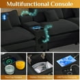 thumbnail image 3 of Wiilayok 163.2" U Shaped Sectional Sofa,Velvet Cloud Modular Sectional Sofa Couch Set with Double Chaise,Central Console,Cup Holder for Living Room,Black, 3 of 8