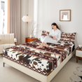 thumbnail image 4 of Castle Fairy Kids Teens Western Cattle Print 4 Pieces Queen Sheet Sets,Farmhouse Animal Ultra Soft Flat Sheet,Hippie Tribal Aztec Queen Fitted Sheet,Super Cozy Room Decor, 4 of 7