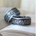 thumbnail image 3 of Vintage Silver Rings for Men and Women Retro Leaf Design Alloy Fashion Ring with Artificial Gemstone Inlay Diamond Finish Jewelry Gift for Her or Him, 3 of 5