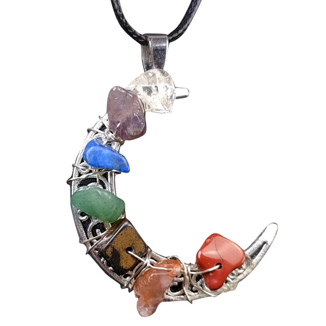 SIfdSeng 1Pcs Collier Lune Sept Pierres Pendentif Pierre