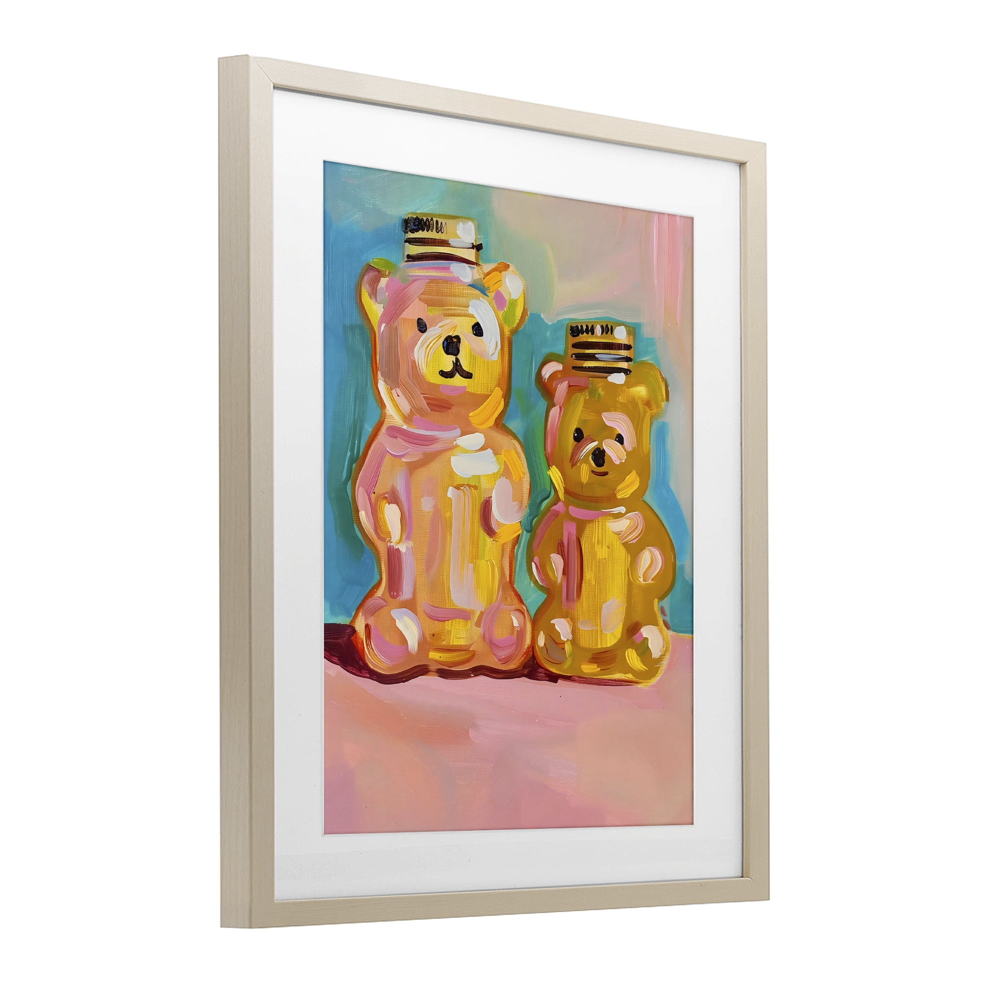 Stupell Industries Joyful Honey Bears Duo Birch Framed Print Under Glass, design by The Prints Vibe