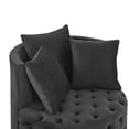thumbnail image 6 of DEALTOPS Velvet Upholstered Swivel Chair for Living Room, with Button Tufted Design and Movable Wheels, Including 3 Pillows-Black, 6 of 10