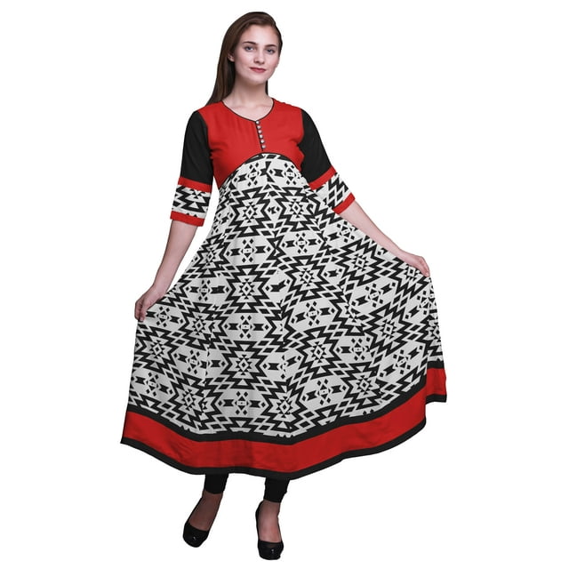 Bimba Kurta Anarkali Imprimée Longue Tenue de Soirée Évasée Kurtis pour Femmes