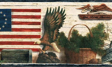878529 Americana Lodge Wallpaper Border