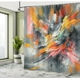 thumbnail image 2 of Ambesonne Colorful Shower Curtain, Abstract Futurist Print, 69"Wx84"L, Orange Coral Pale Grey, 2 of 4