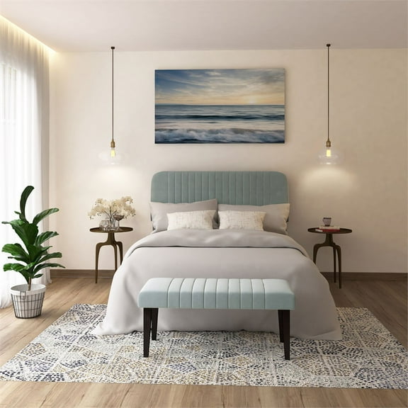 Scott Living Burbank Headboard & Bench in Soft Blue