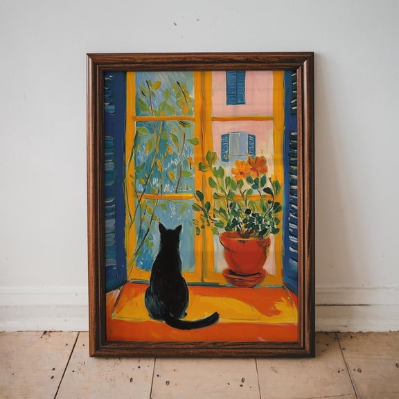 Cat In The Window Wall Art Poster, Inspired Posters, Trendy Home Decor, Animal Lover, Aesthetic Decor, Cat Wall Art,, Unframed Poster Size 8x12