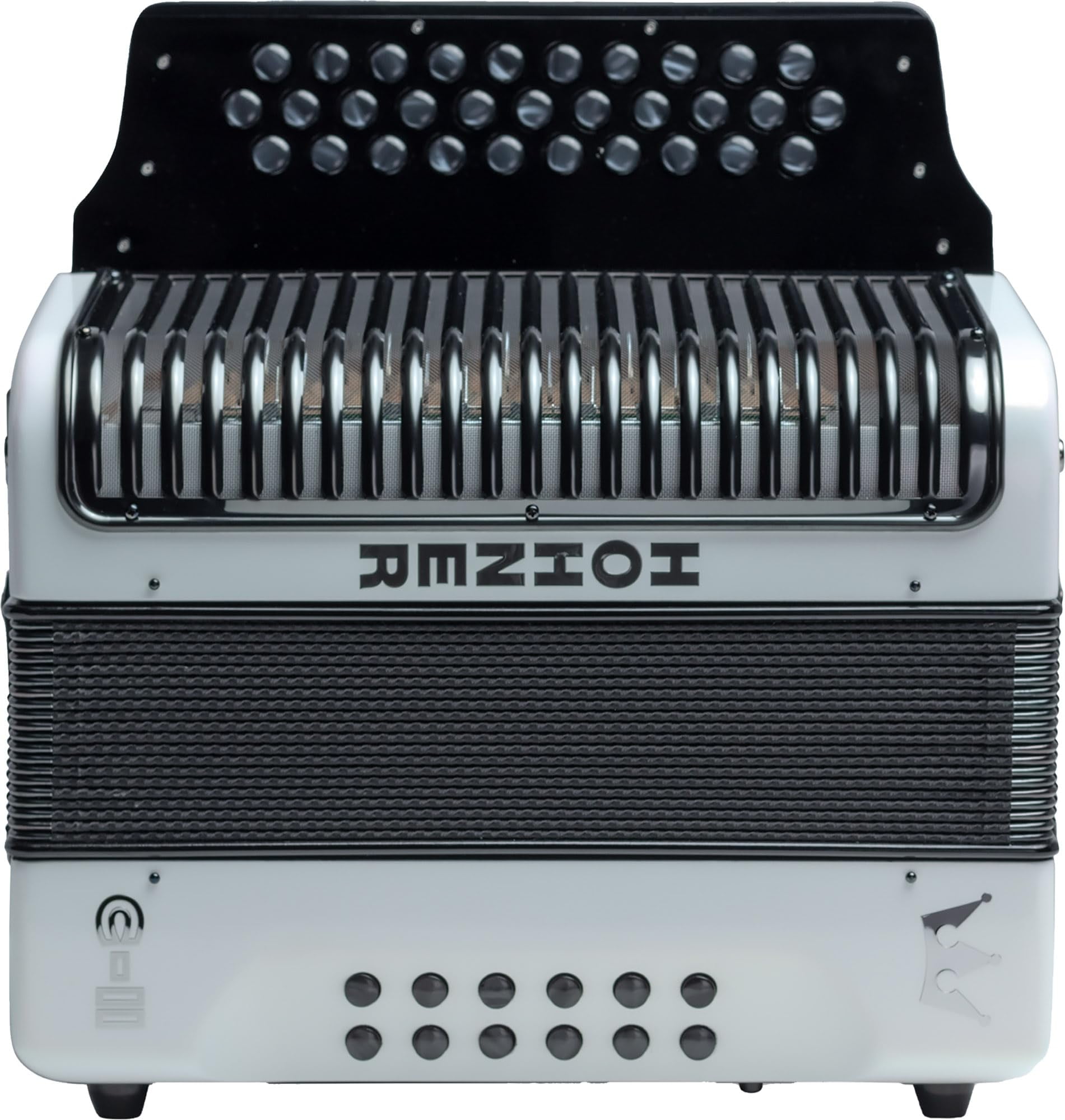 Hohner Corona C-II F/Bb/Eb Accordion - White Rainbow Bundle with Gig Bag, Adjustable Straps, and Austin Bazaar Polishing Cloth