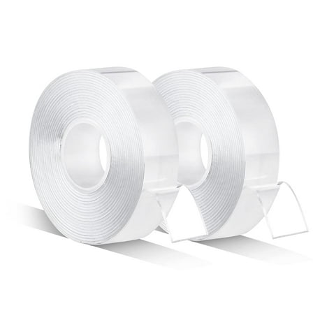 Double Sided Adhesive Nano Tape – 2 Rolls 3/4inch Total 20ft Removable Strong Adhesive Mounting Tape Double Sided Tape Heavy Duty Tape No Residue Transparent Tape