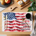 thumbnail image 2 of American Flag Placemats Set of 4 Red Blue Watercolor USA Flag Place Mats Indoor Wipeable Table Mats Washable Cloth Dining Table Placemats for Kitchen Holiday Party Home Decor 13x19 Inch, 2 of 9