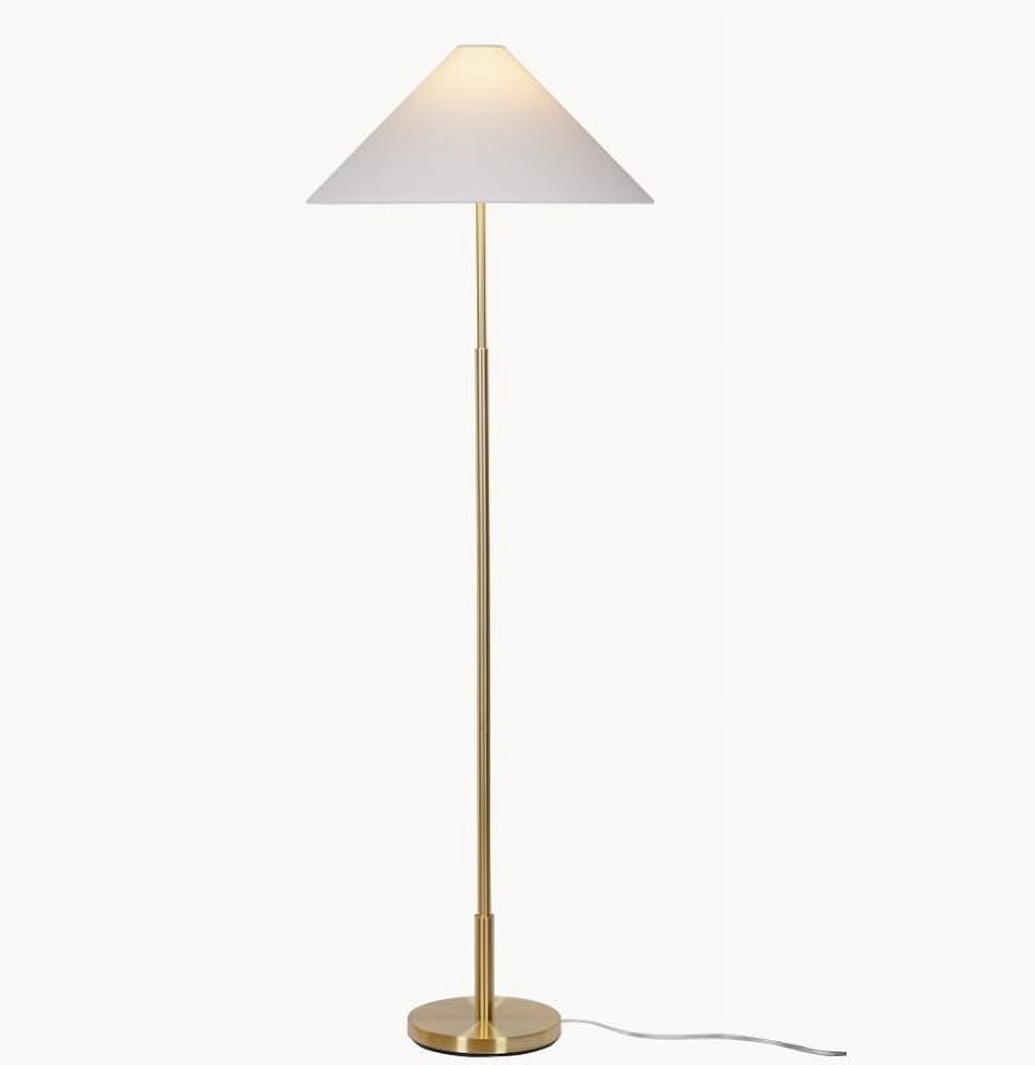 My Texas House 64'' Floor Lamp with White Fabric Empire Shade Transitional Floor Light Fixture for Living Room, Bedroom, or Office, Gold