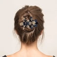 thumbnail image 6 of Ljudmp Glitter Sparkly Crystals Rhinestones Flower Hair Jaw Claws Clips for Women Non Slip Floral Barrettes Bun Hairpins Clamps Hair Accessories For Thick Long Hair Ponytail Blue Double Flowers, 6 of 7