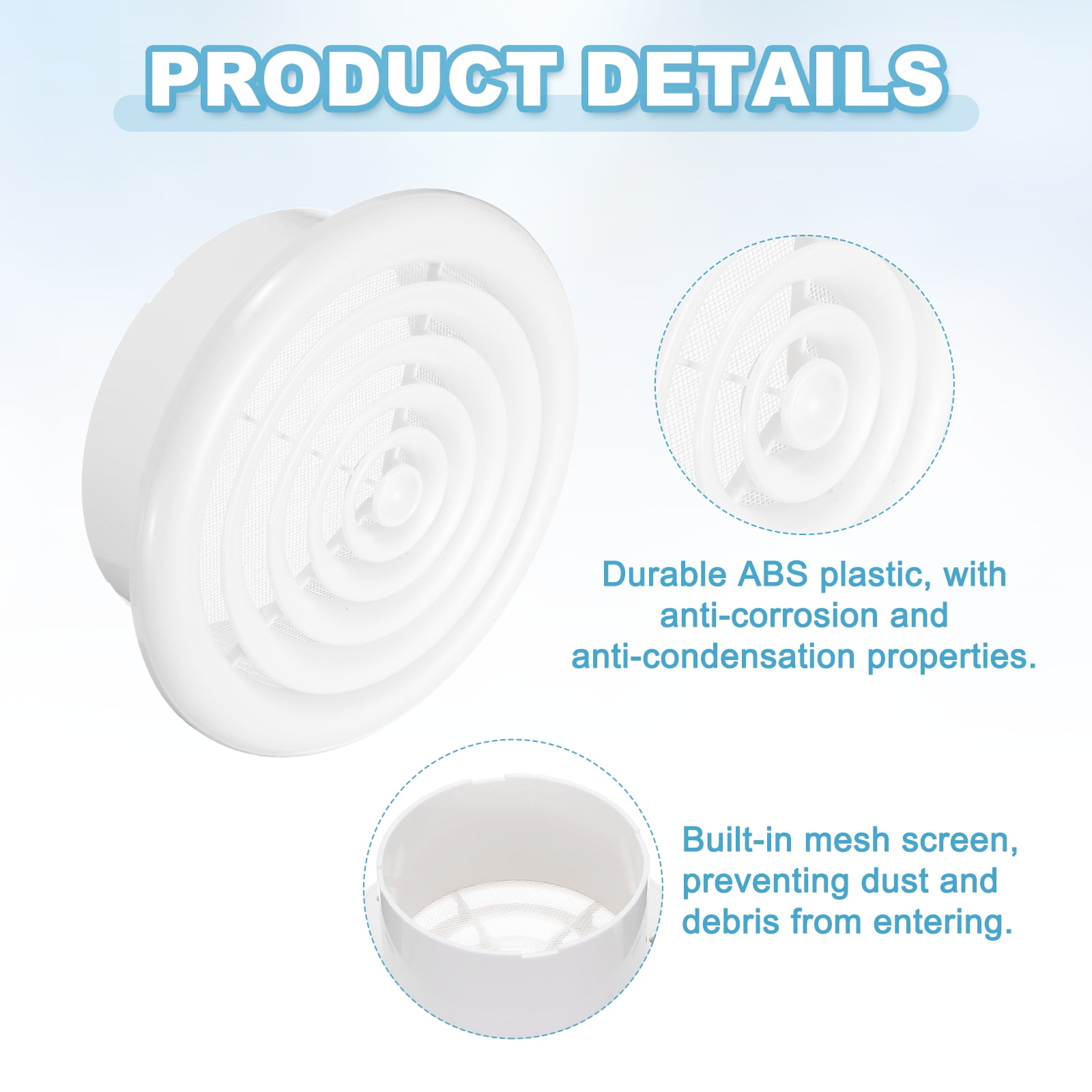 Uxcell 6 Inch Round Air Vent Cover, ABS Louver Air Diffuser Ceiling Vent Covers, White