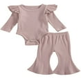 thumbnail image 1 of Newborn Baby Girl Boy Romper Bodysuit Top Ribbed Bell Bottom Pants Set 2Pcs Outfits, 1 of 6