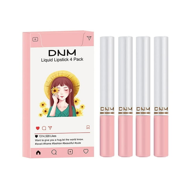 4 Pcs Brillant à Lèvres Tube Fumée Mat, Durable Imperméable Anti-Traces sur Tasse, Rouge à Lèvres en Velours pour Maquillage pour Femmes (Ensemble 03)