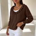 thumbnail image 5 of Edvintorg Cardigan Sweaters for Women Lightweight Plus Size Ruffle Long Sleeve Casual Cardigans Button Down Loose Knit Cardigan Womens Fashion Brown S-3XL, 5 of 6