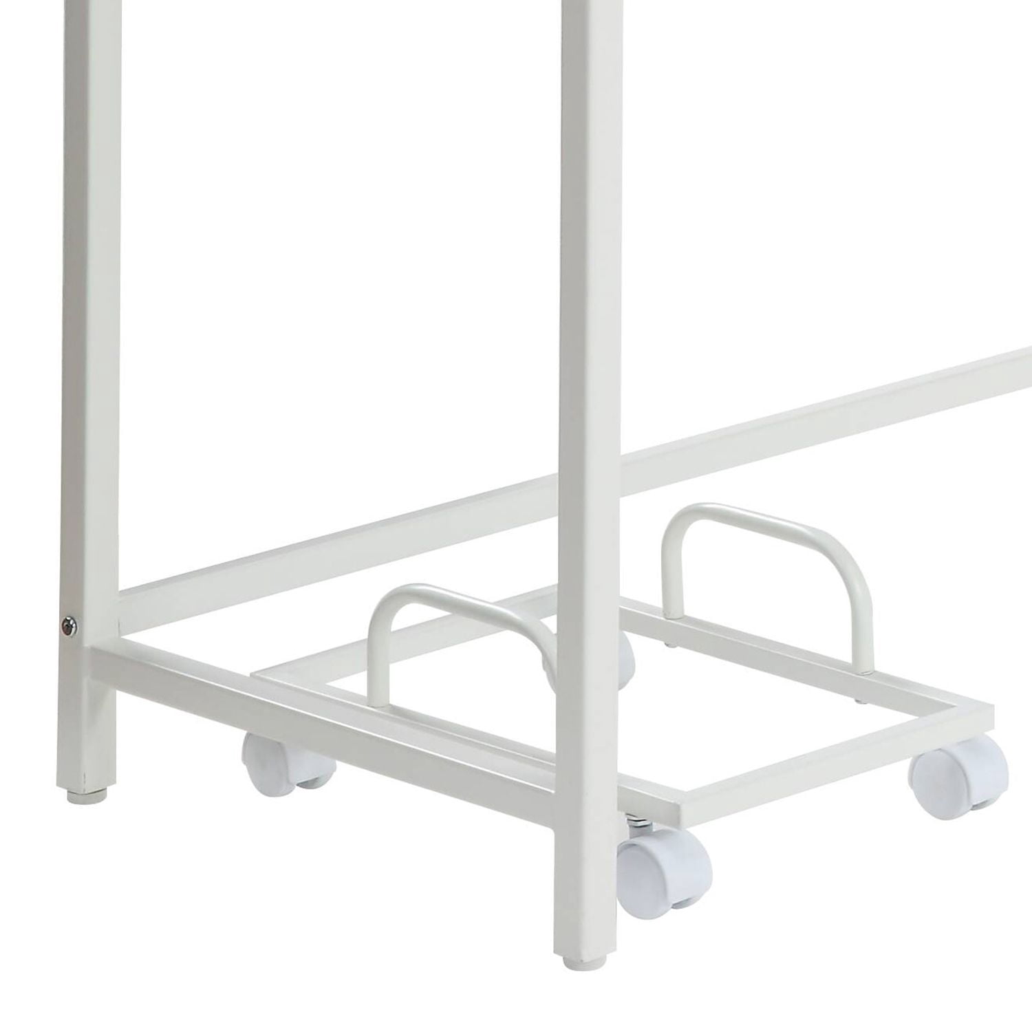 L-Shape Computer Desk with Mobile CPU Holder, Wood and Metal Corner Workstation, 66.5 in, Modern Home Office Desk
