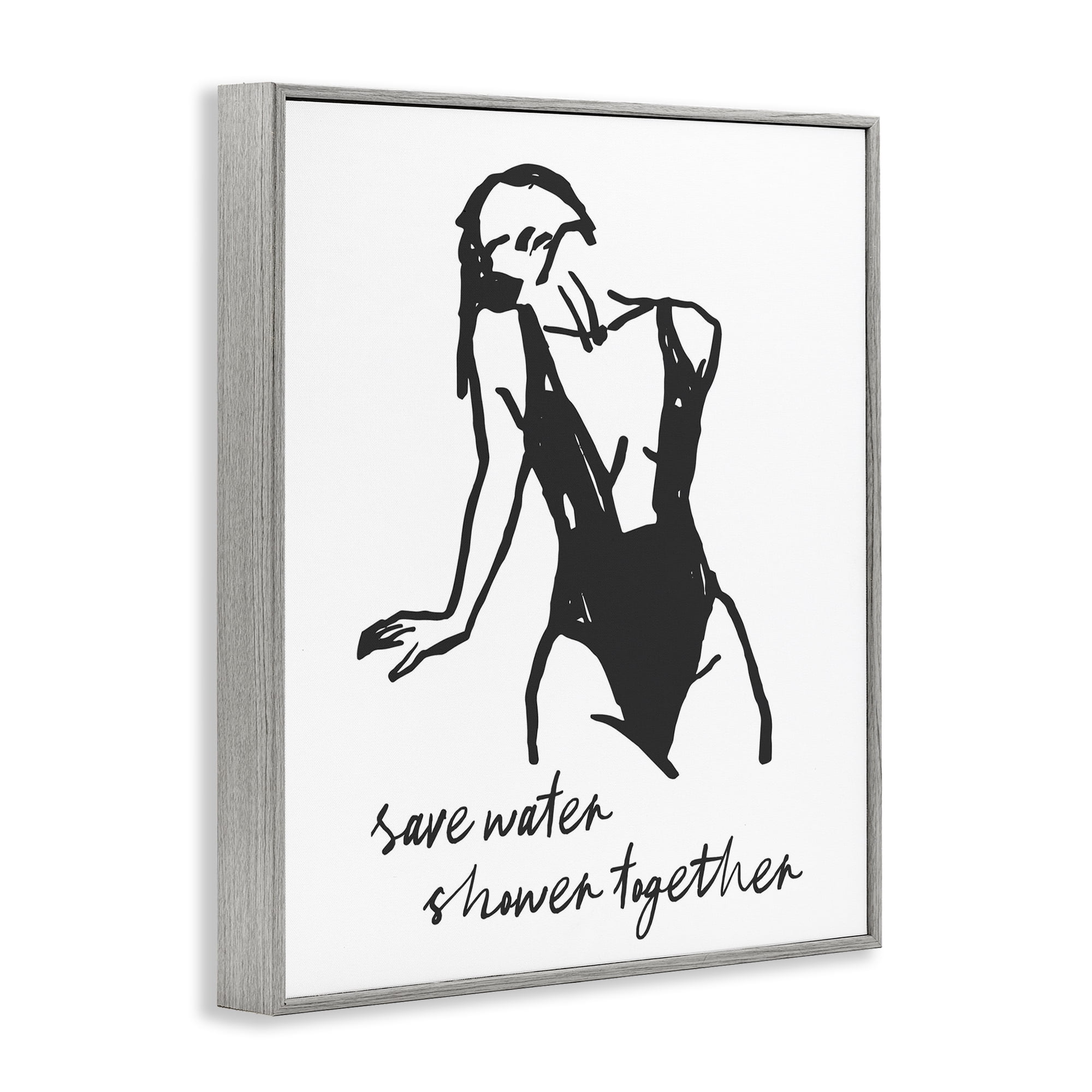 Stupell Industries Save Water Shower Together Gray Framed Giclee Art, design by Lettered and Lined