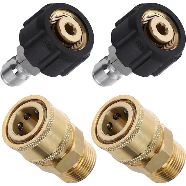 Juego de adaptadores para hidrolavadora Tool Daily, kit de conexión rápida, conector métrico M22 de 14 mm a M22, 5000 PSI, 4 piezas