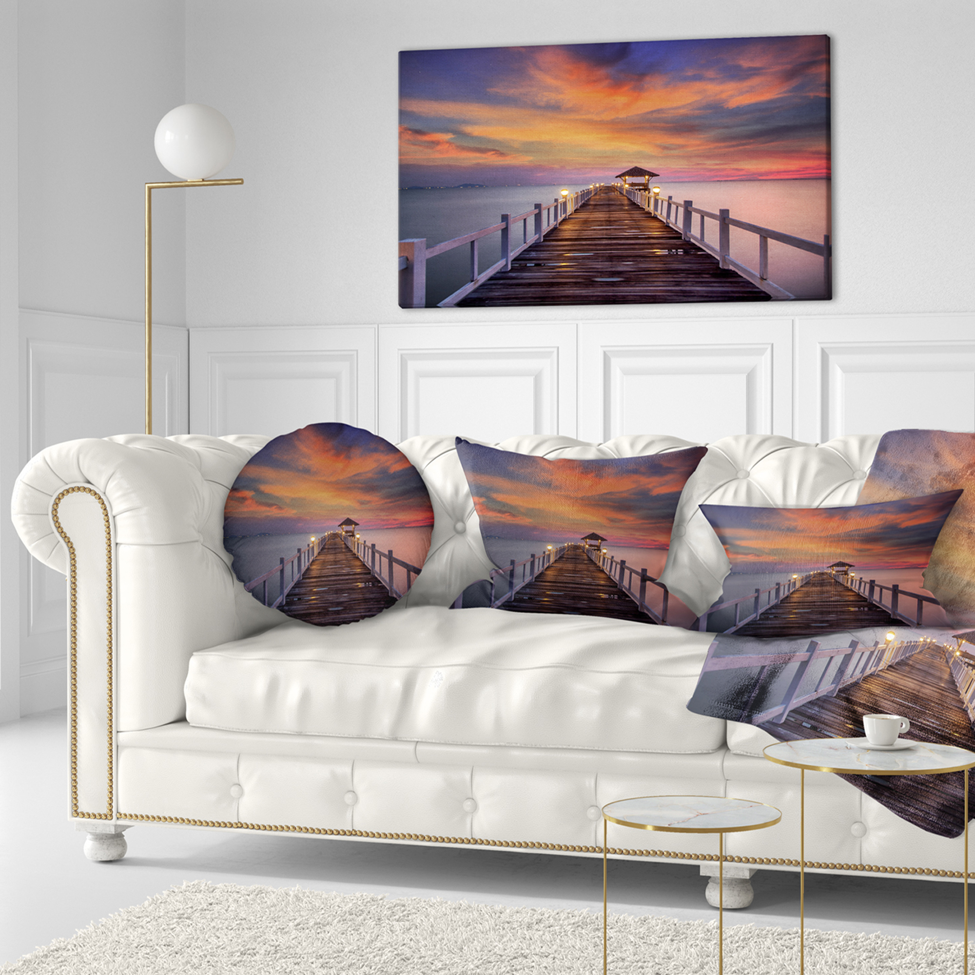 Designart 12" x 20" Pier & Bridge Polyester Throw Pillow
