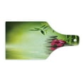 thumbnail image 2 of Spa Cutting Board, Stones and Bamboo Leaves on the Water Pool Freshness Relaxing Theme, Decorative Tempered Glass Cutting and Serving Board, Wine Bottle Shape, Apple Green Magenta, by Ambesonne, 2 of 5
