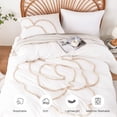 thumbnail image 3 of Duvet Cover Queen Size, Boho Tufted  3 Pieces Microfiber Duvet Covers Set with Zipper Closure, Soft Breathable Floral Bedding Set for All Seasons(White Queen, 90"x90"), 3 of 6