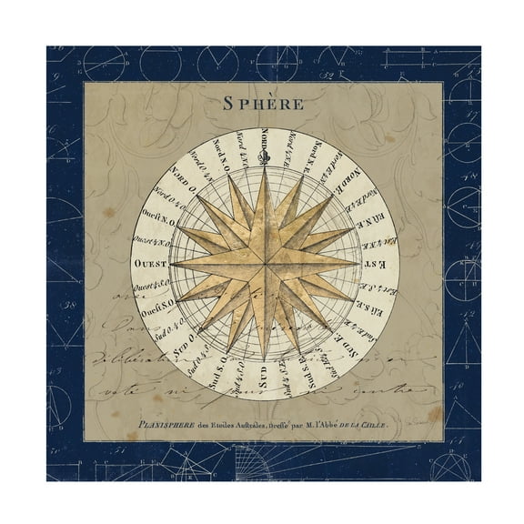 Trademark Fine Art 'Sphere Compass Blue' Canvas Art by Sue Schlabach