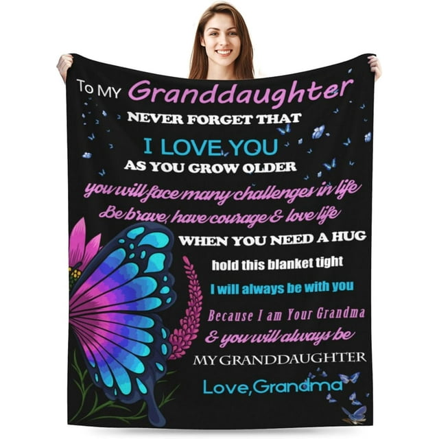 LHSHID Granddaughter Flannel Throw Blanket Lightweight Ultra Soft Fleece Perfect for Birthday Graduation Christmas Gifts 30"x40"