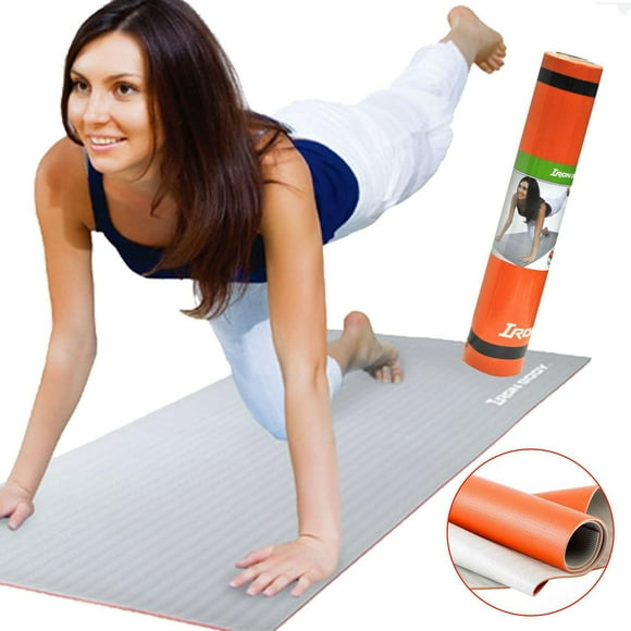 IBF Two-Tone 6 mm Thick Yoga Mat with Carrying Strap by Iron Body Fitness