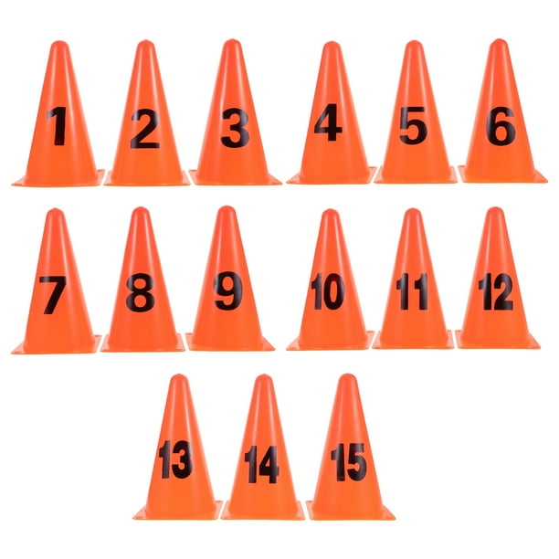 15 conos numerados de plástico para entrenamiento de tráfico de 8,8 pulgadas, para marcar campos de agilidad, para entrenamiento de fútbol, baloncesto y fútbol