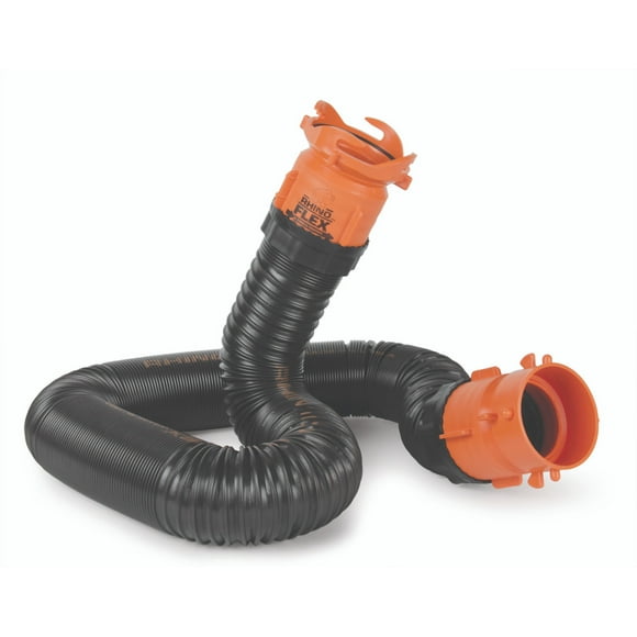 Camco Sewer Hose 39764 RhinoFLEX; 10 Foot Length Extension; 23 Mils Polyolefin Reinforced With Steel Wire; Black Hose