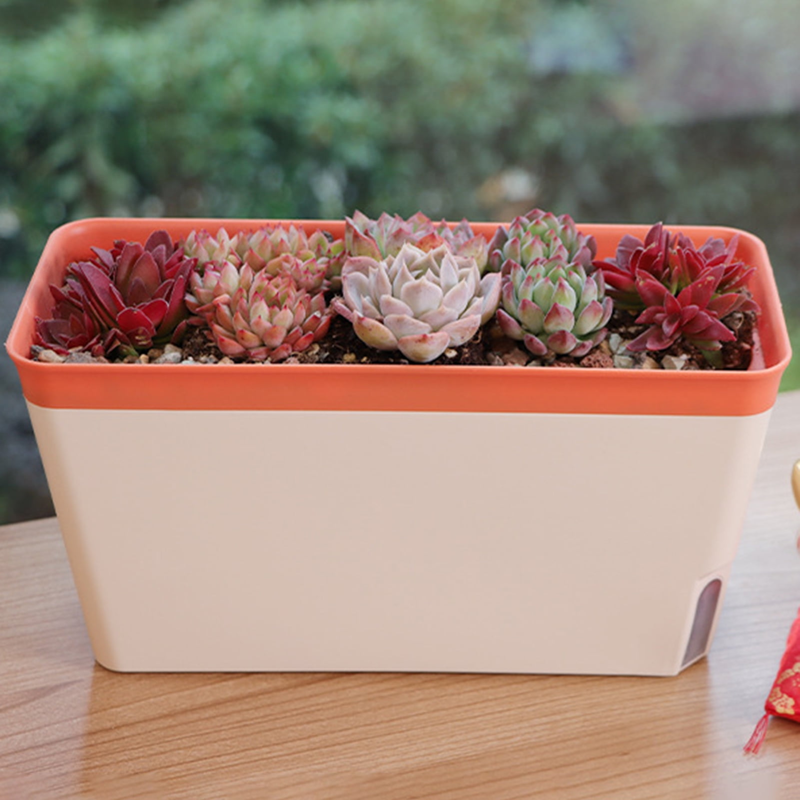 AYYUFE Self Watering Plant Pot Rectangle Modern Double Layer Indoor Windowsill Desktop Flower Herb Succulent Planter Box Gardening Supplies