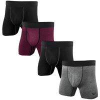 Reebok Performance Speedwick Boxer Briefs 4-Pack In Black Fig Grey Heather, L