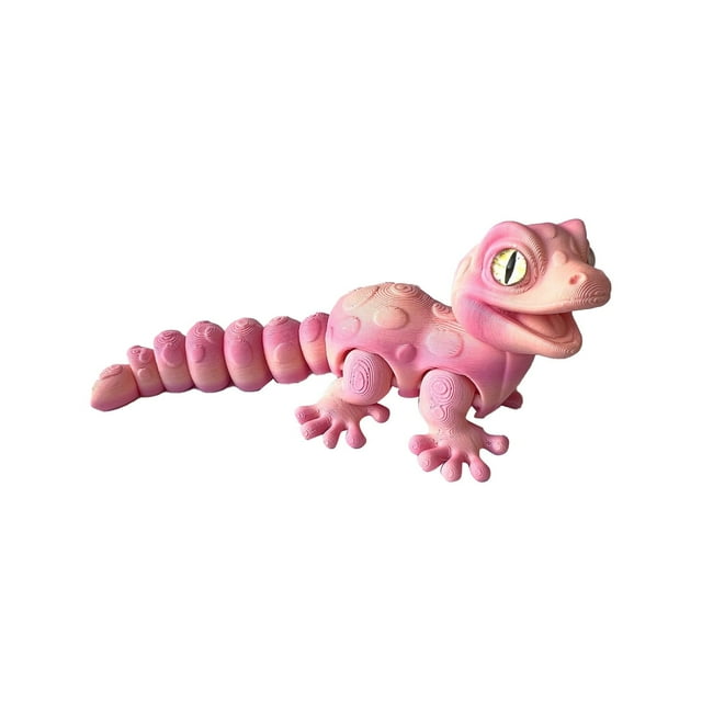 3D Printed Mini Gecko with Eyes: Color Gradient Model Toy, High-Precision Print, Multiple Colors, Functional Decor, Stress Relief, Durable Plastic