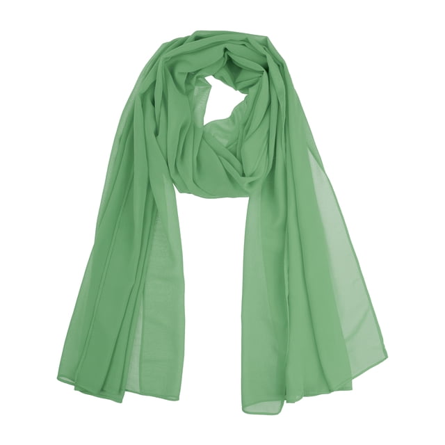 INSPIRAR CHIC Bufanda de Chiffon Sólido para Mujeres Ligera Suave Sheer Larga Envoltura para la Cabeza Chal Bufandas Verde Celadón 68.9x27.6 pulgadas