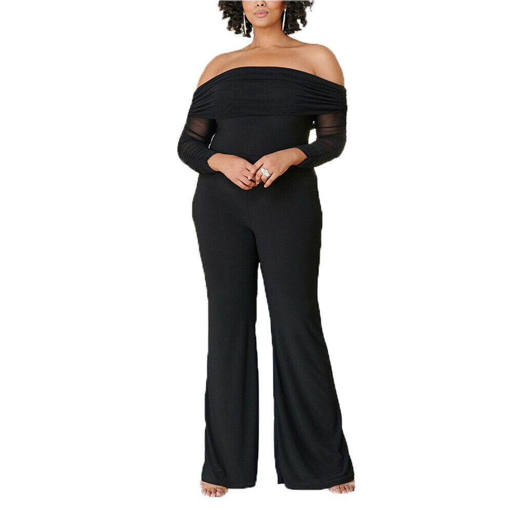 Calsunbaby - Women Off shoulder Long Sleeve Jumpsuit Cocktail Evening Party Romper Long Pants