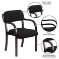 thumbnail image 3 of Mahogany Wood Side Chair with Arms and Black Fabric Seat, 3 of 9