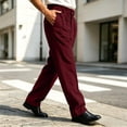 thumbnail image 7 of Thousandth Men's Corduroy Pants Classic Silm Fit Pleated Front Trousers with Belt Loops Casual Vintage Business Bottoms for Work, 7 of 7