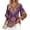 Purple, variant on Women's Bohemian Blouse Floral Print V Neck 3/4 Sleeve Loose A-Line Casual Elegant Vacation Top, Purple L