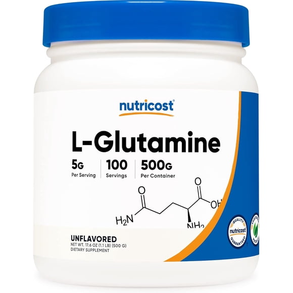 Nutricost L-Glutamine | 5g Per Serving | 100 Servings | 500g Per Container