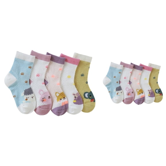 Cartoon Floor Socks for Boys, 5-Pack Summer Cotton Breathable Thin Socks for Infants, Fashion Autumn Socks