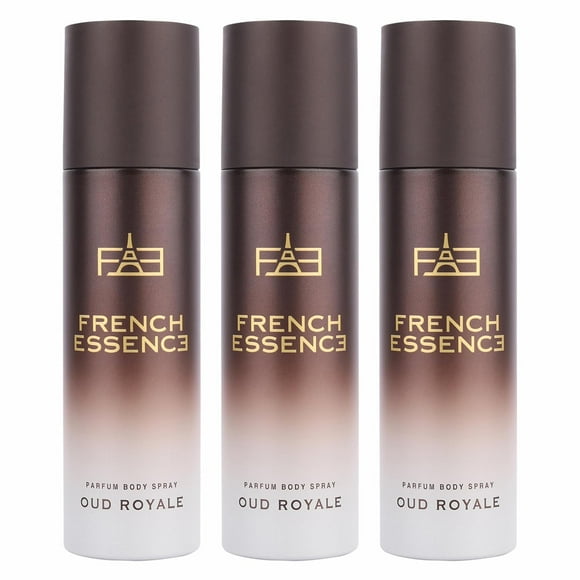 French Essence Oud Royale Parfum Body Spray For Men Pack Of 3 X 120ml - 4.05 Fl.oz. Each | Long Lasting No Gas Deo For Boys | Perfect For Daily Use - With Oud, Saffron & Lavender Notes