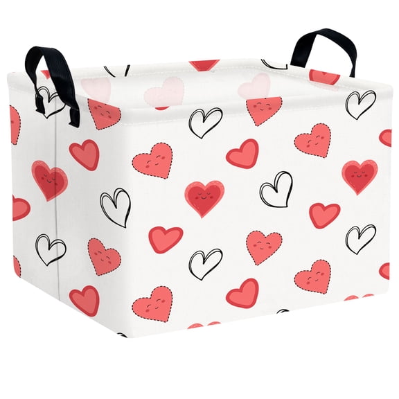 ASKETAM Large Valentine's Day Gift Basket Empty Storage Organizer Kid Room Décor (Cartoon Smiley Face Heart)
